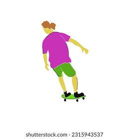 Skateboard boy flat art vector 