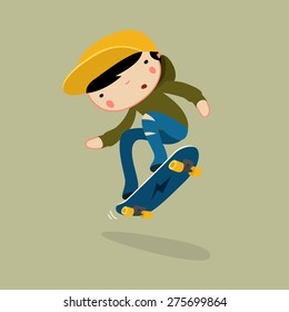 skateboard boy jumping. vector character