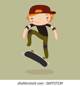 skateboard boy. Kickflip. vector illustration