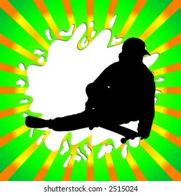 Skateboard boy silhouette over abstract background