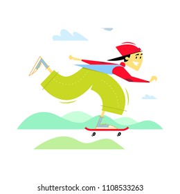 skateboard boy vector