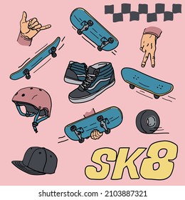 Skateboard cartoon extreme clipart sk8