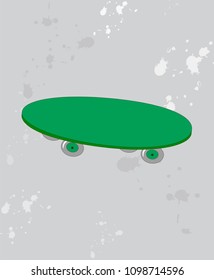 Skateboard cartoon isolated on gray background. Trendy skateboard for web site, label, poster, placard, print template and wallpaper. Creative art concept, vector illustration, eps 10