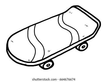 skateboard / cartoon vector and illustration, black and white, hand drawn, sketch style, isolated on white background.