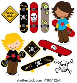 Skateboard characters set