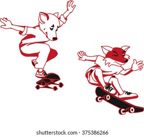 skateboard characters set. stylish kids.