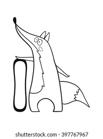 Skateboard characters stylish fox. Vector illustration. Little Fox riding on a skateboard.
