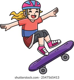 Skateboard Child do Tricks Cartoon Colored Clipart