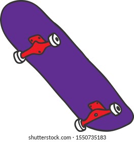 Skateboard.  Children's sports. Element for extreme sports. Outdoor activity element. Vector isolated on white background.
