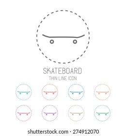 Skateboard. Clean thin line style sport icon set. Vector Illustration EPS10.