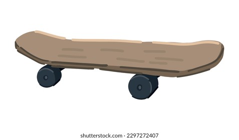 Skateboard clipart. Summer leisure activities sport doodle isolated on white. Colored vector illustration in cartoon style..