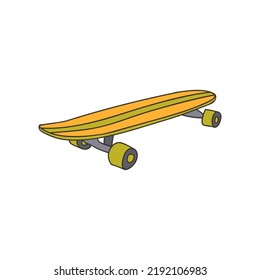 Skateboard bunter doodle Illustration in Vektorgrafik. Skateboardgrafik in Vektorgrafik. Skateboard bunter Symbol.