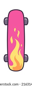 Skateboard with Colorful Pattern. Extreme Sport Icon. Vector illustration