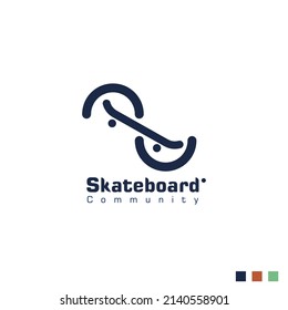 skateboard community logo vector design