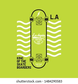 skateboard concept tee print design as vector