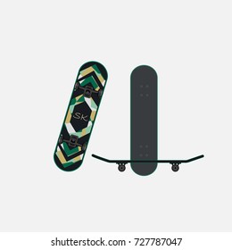 Skateboard with cool design. Vector illustration on white background. Eps 10