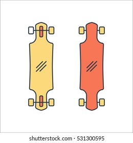 Skateboard cruiser symbol sign flat icon on background