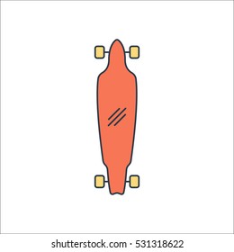 Skateboard cruiser symbol sign flat icon on background