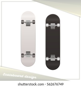 Skateboard Design. Dark and light on white background. You can use as a template for image presentation design skateboard