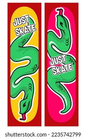 skateboard design template for print in cartoon style
