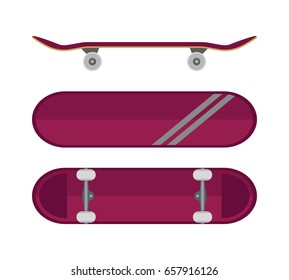 The skateboard from different angles. Isolated on a white background. Vector illustration.