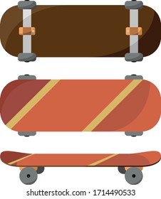 skateboard from different angles vector illustration set