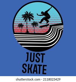 SKATEBOARD DOING TRICKS ON A SIDEWALK AND PALM TREE IN THE BACKGROUND