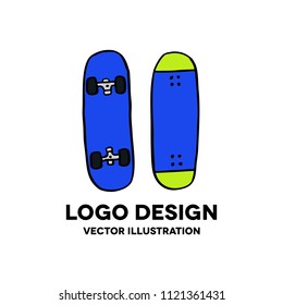 skateboard doodle icon