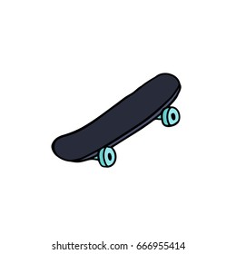 skateboard doodle icon