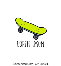 skateboard doodle icon