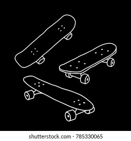 skateboard doodle icon