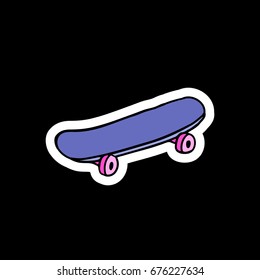 skateboard doodle icon, sticker