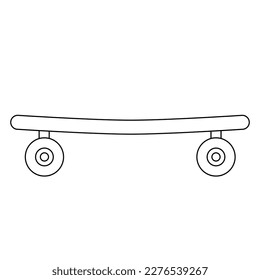 Skateboard, doodle style flat vector outline illustration for kids coloring book
