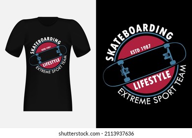 Skateboard Extreme Sport Team Silhouette Vintage T-Shirt Design