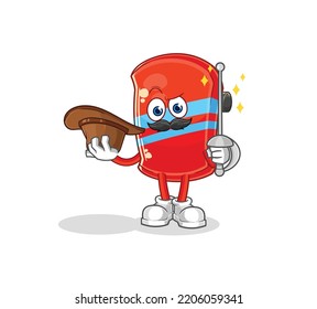 the skateboard fencer character. cartoon mascot vector