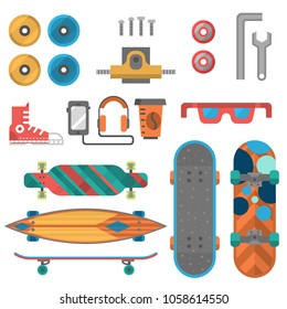 Skateboard fingerboard icon vector sport equipment skating transportation decorative speed freestyle leisure.