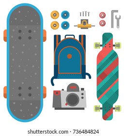 Skateboard fingerboard icon vector sport equipment skating transportation decorative speed freestyle leisure.