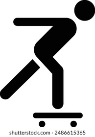 Skateboard flat black vector icon.