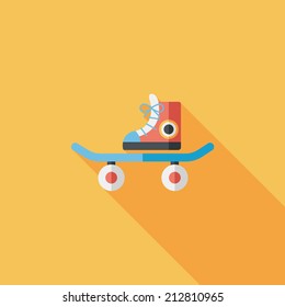 Skateboard flat icon with long shadow