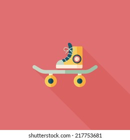 Skateboard flat icon with long shadow