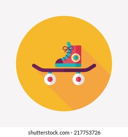 Skateboard flat icon with long shadow