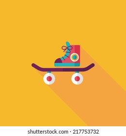 Skateboard flat icon with long shadow