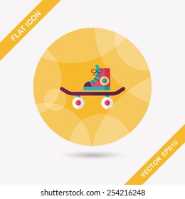Skateboard flat icon with long shadow