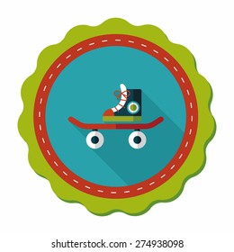 Skateboard flat icon with long shadow