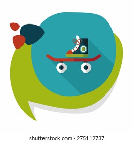 Skateboard flat icon with long shadow