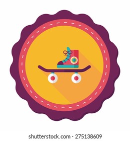 Skateboard flat icon with long shadow