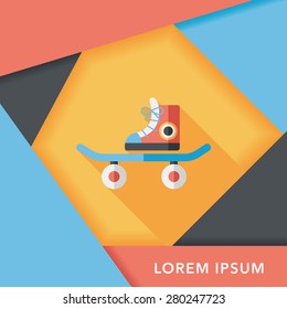 Skateboard flat icon with long shadow