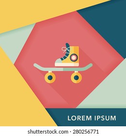 Skateboard flat icon with long shadow