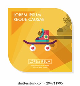 Skateboard flat icon with long shadow