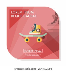 Skateboard flat icon with long shadow